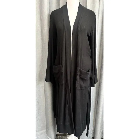 Chaser Long maxi ribbed Cardigan Black Sweater Womens super soft Size Small
