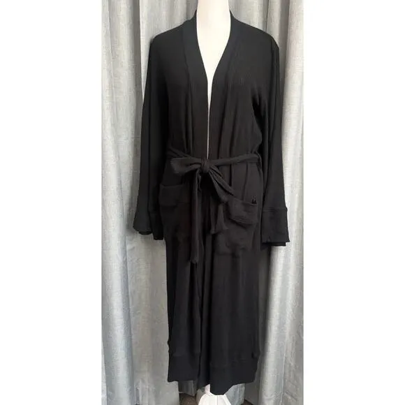 Chaser Long maxi ribbed Cardigan Black Sweater Womens super soft Size Small