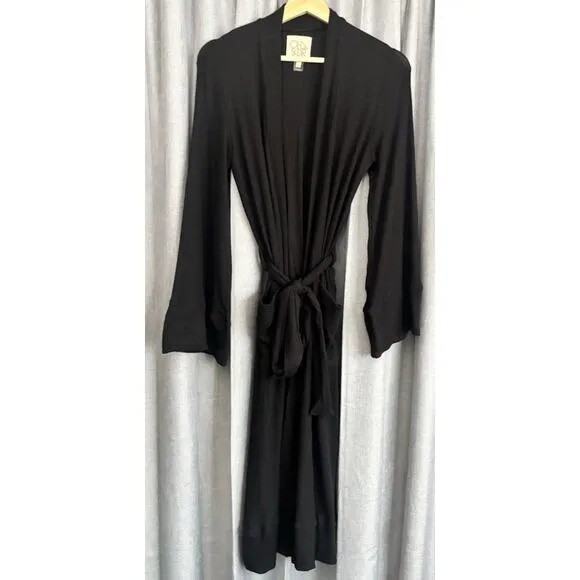 Chaser Long maxi ribbed Cardigan Black Sweater Womens super soft Size Small