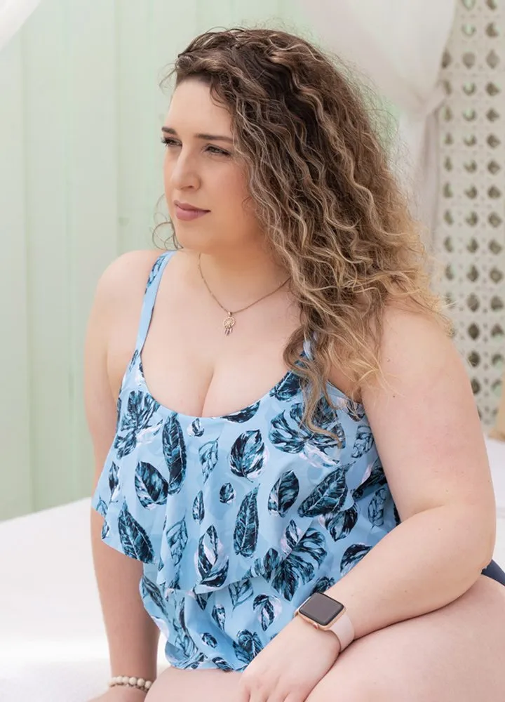 Chlorine Resistant Tankini Tiered Ruffle - Monstera