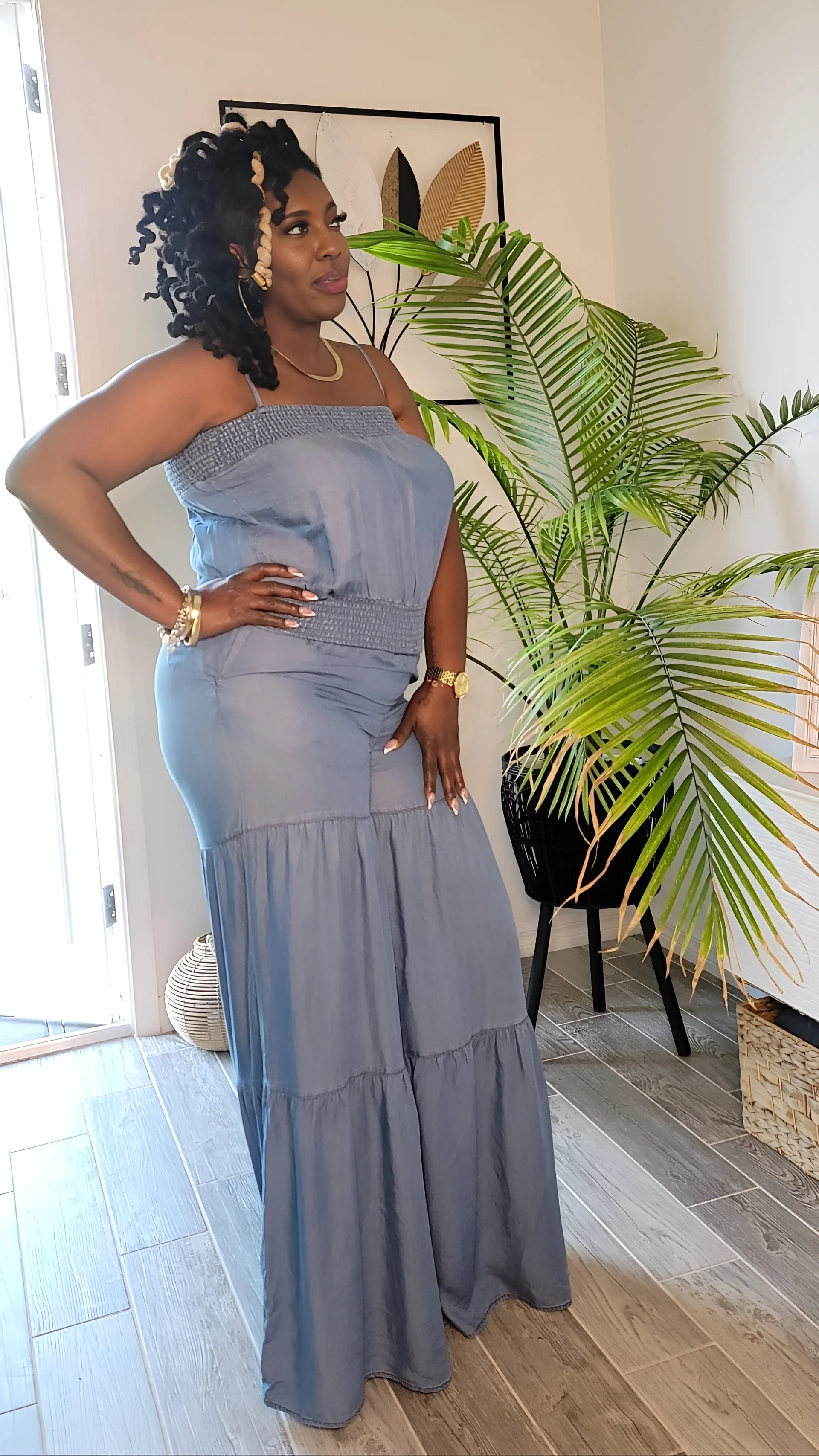 Classic Denim Palazzo Pants Jumpsuit