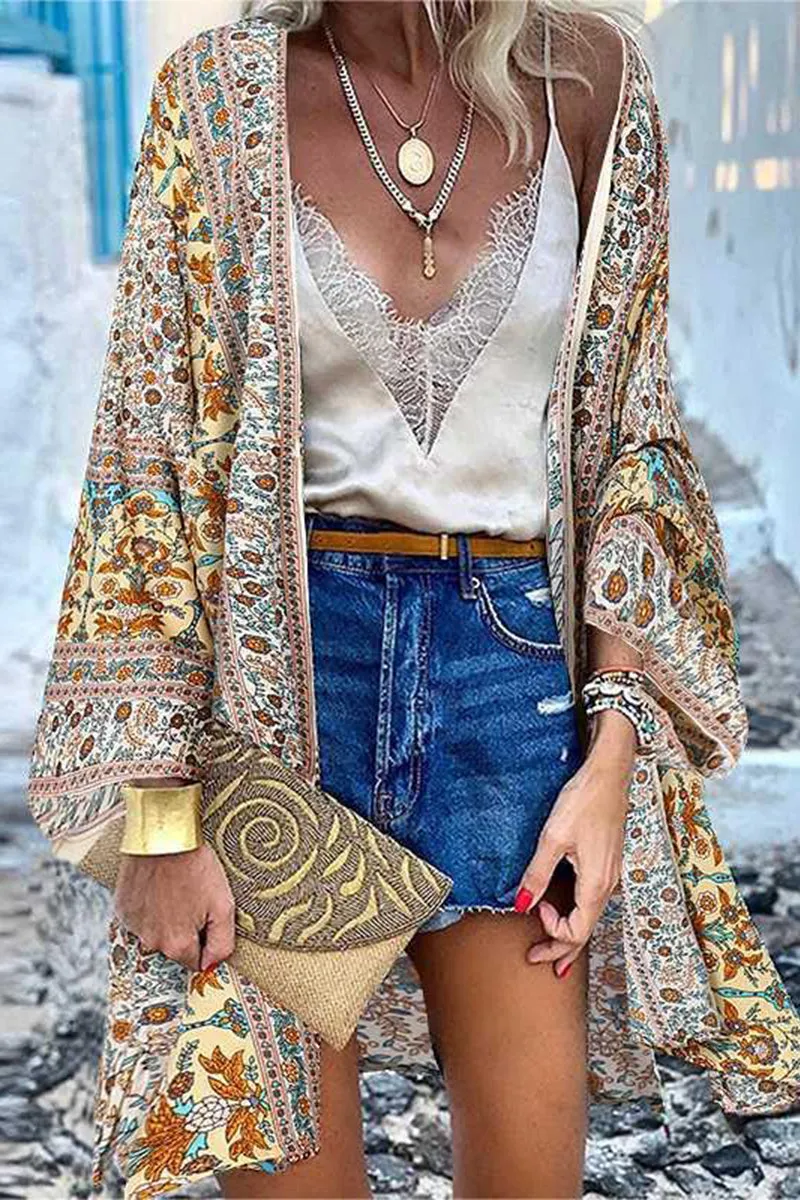 College Print Patchwork Cardigan Collar Outerwear
