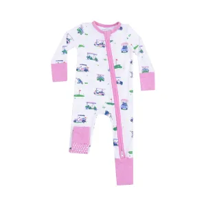 Convertible Romper | Pink Vintage Golf Carts