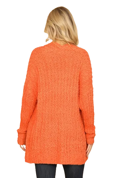 Coral Plus Size Popcorn Front Pocket Open Cardigan - Pack of 6
