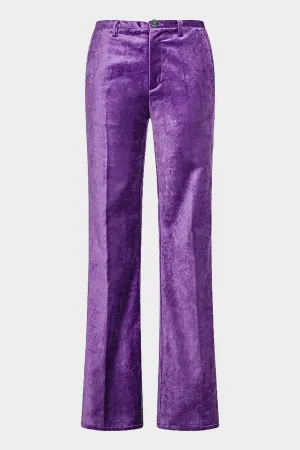 Cotton Velvet & Viscose Palazzo Pants in Violet