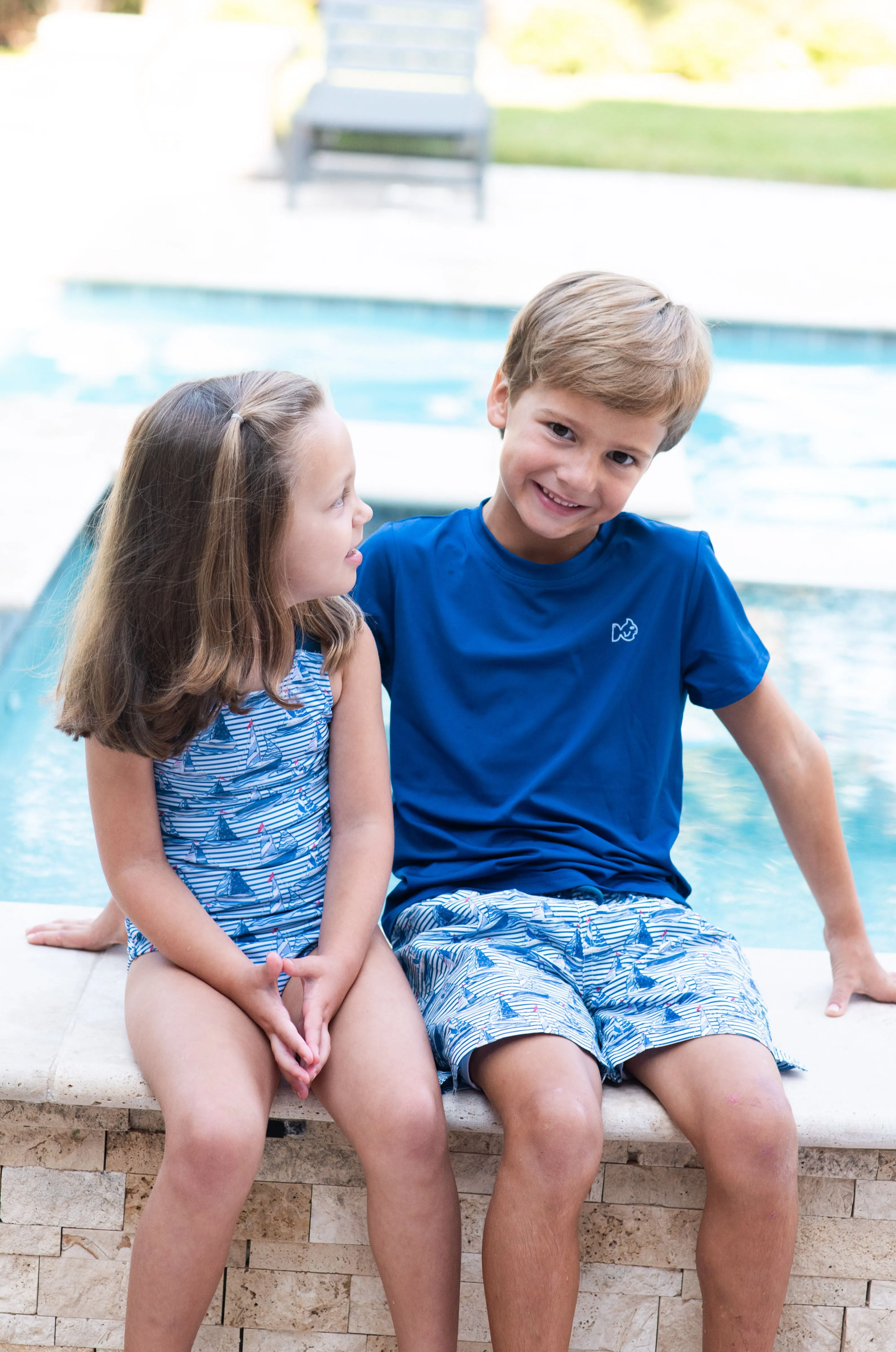 Creek Crossing Swimsuit in Americana Sailboat Print