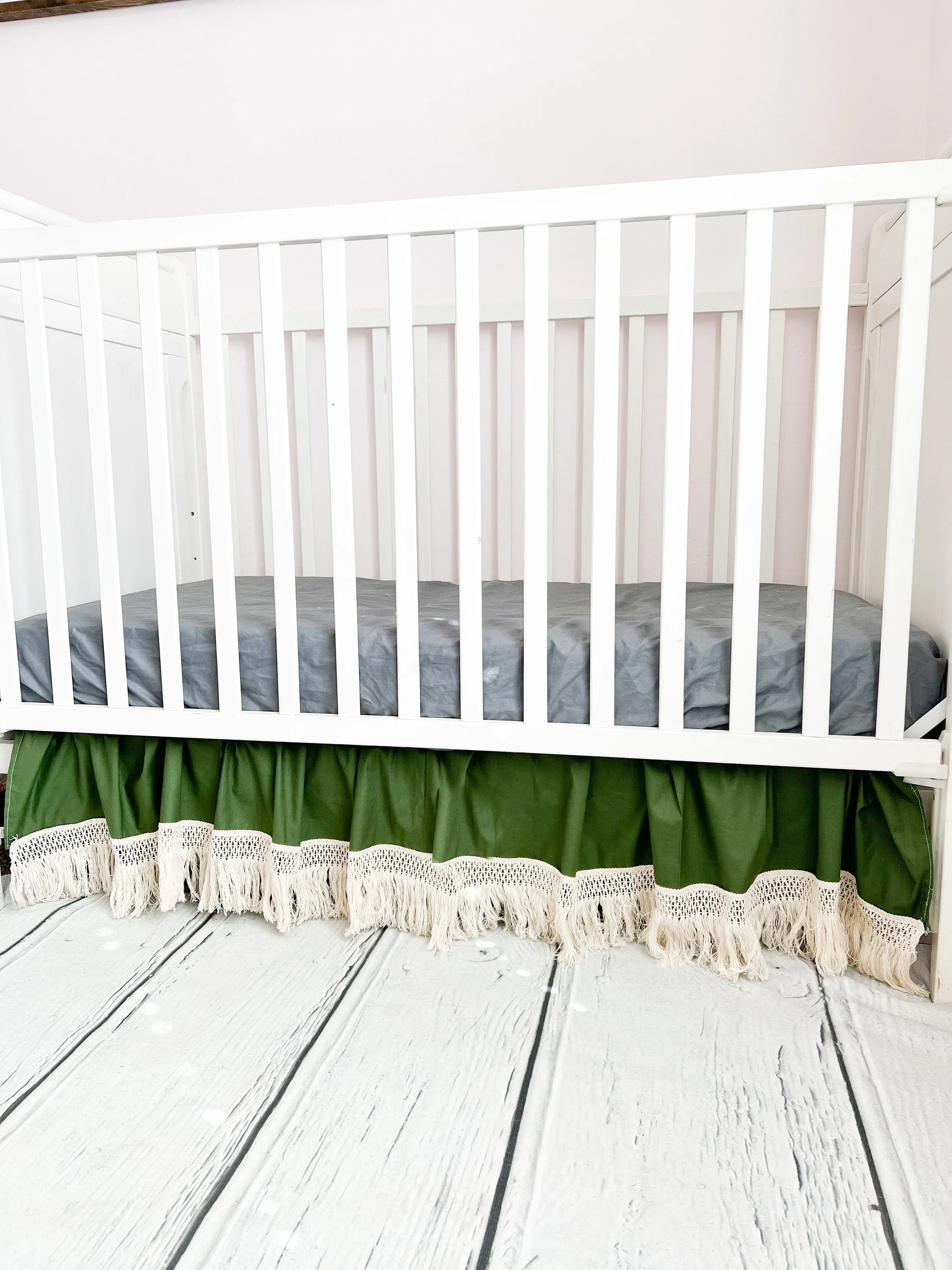 Crib Skirt Baby Girl Bedding, Purple Macrame Crib Bedding Baby Girl Nursery Decor