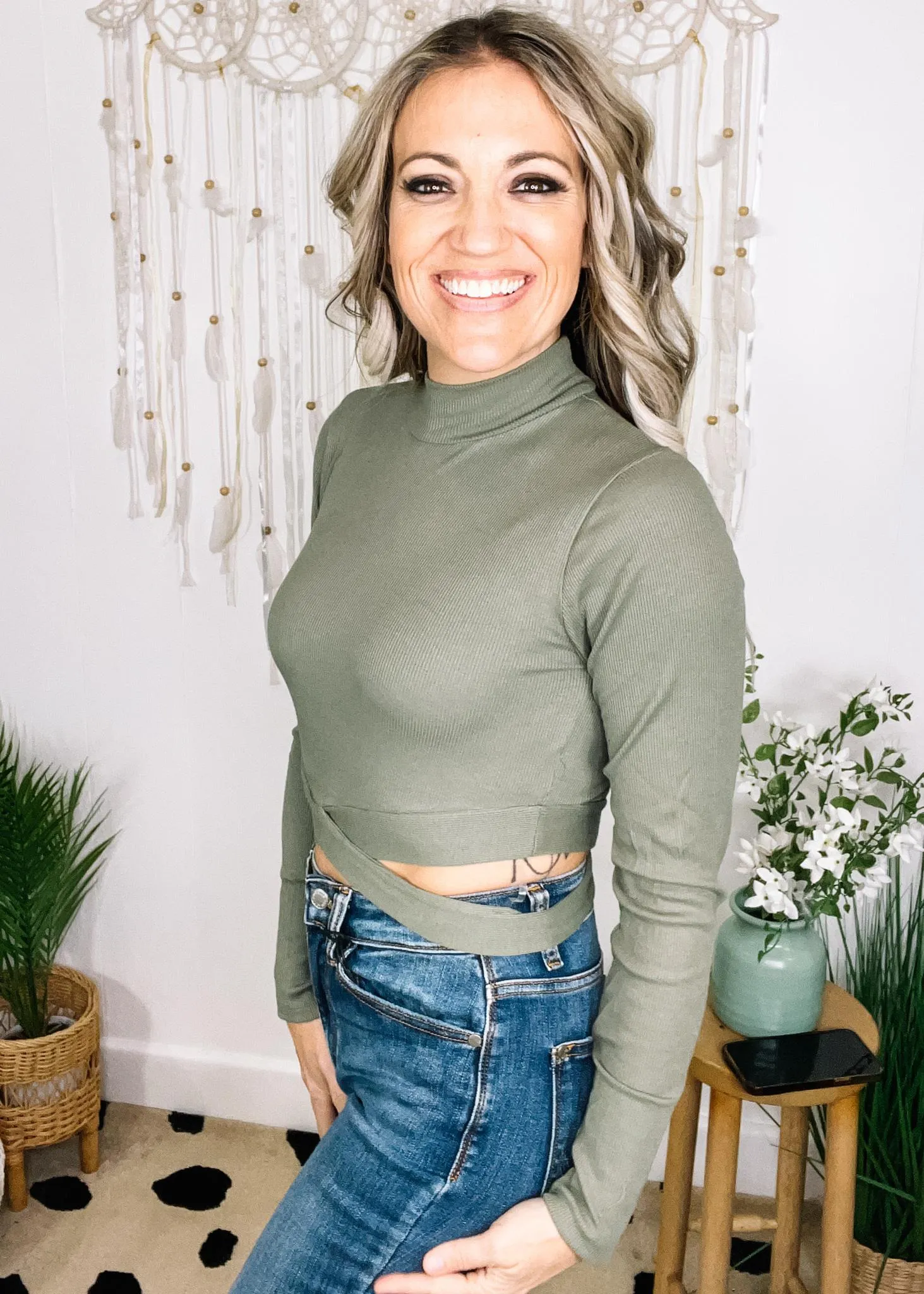 Cross Wrap Cut Out Top
