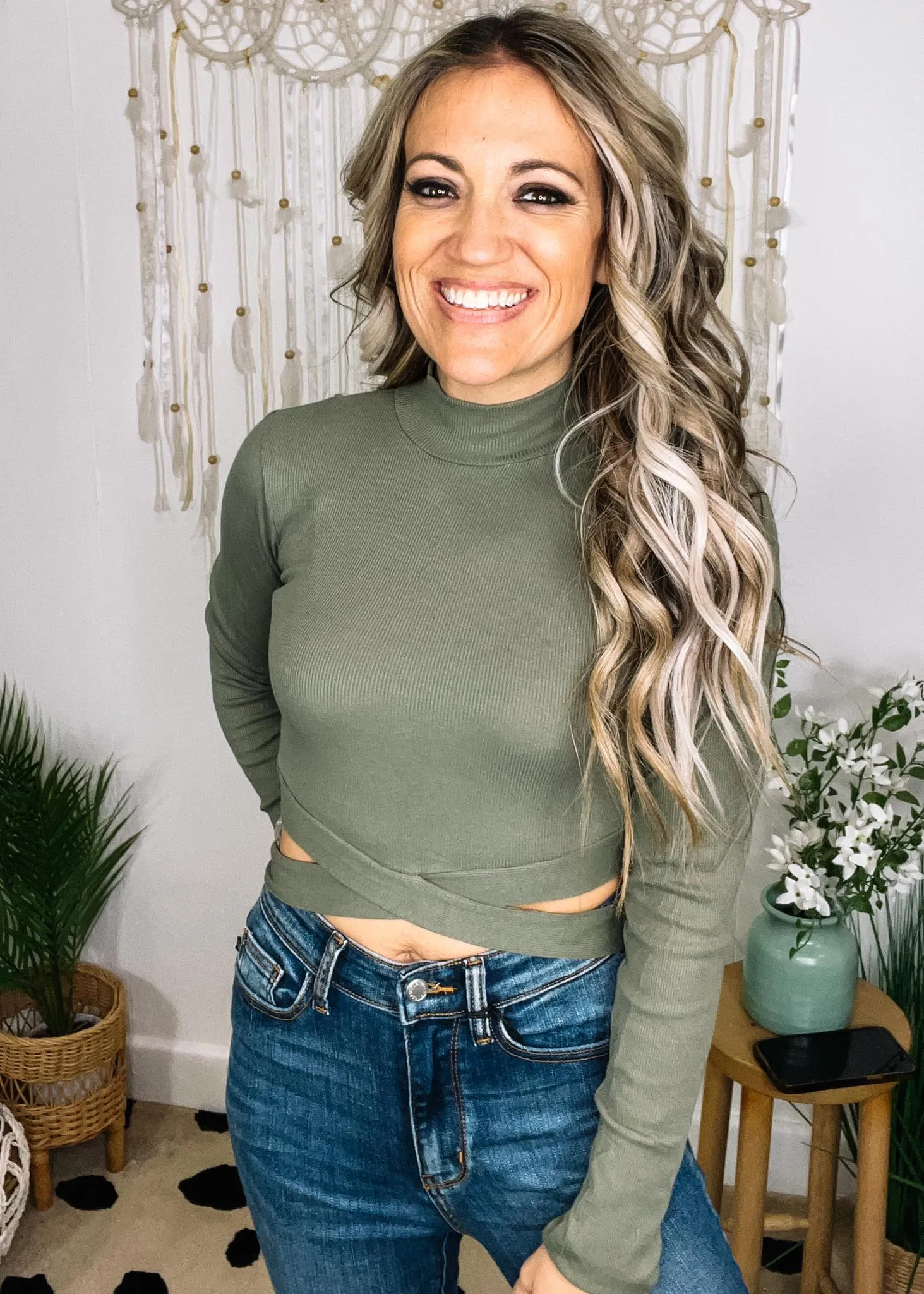 Cross Wrap Cut Out Top