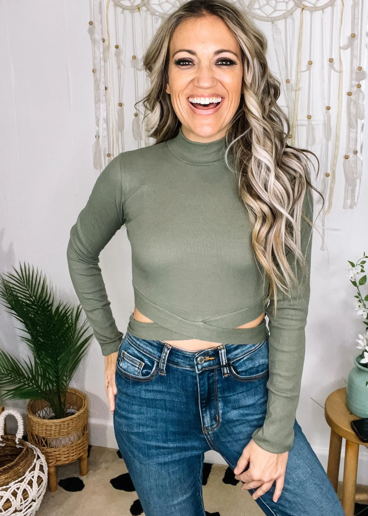 Cross Wrap Cut Out Top