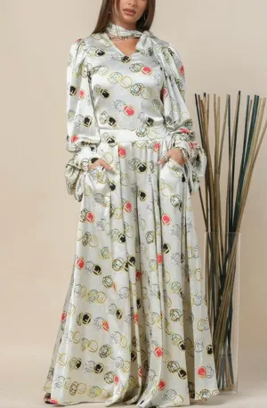 Custom E Print Pelican Sleeve and Palazzo Pants