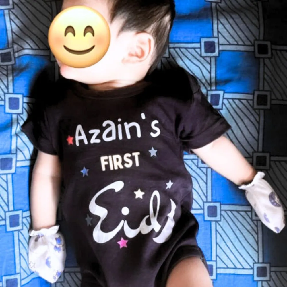 Custom Name First Eid T-Shirt for Baby Boys & Baby Girls