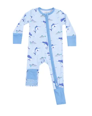Deep Sea Fishing Blue 2 Way Zipper Romper