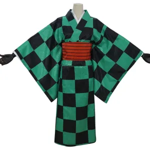 Demon Slayer Halloween Carnival Costume Kamado Tanjirou Cosplay Costume Women Kimono Outfits
