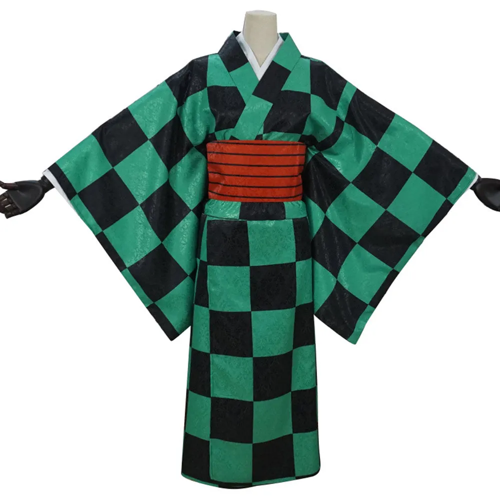 Demon Slayer Halloween Carnival Costume Kamado Tanjirou Cosplay Costume Women Kimono Outfits