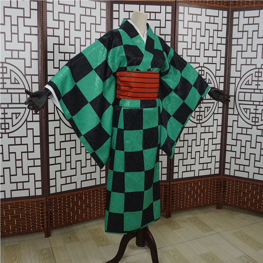 Demon Slayer Halloween Carnival Costume Kamado Tanjirou Cosplay Costume Women Kimono Outfits