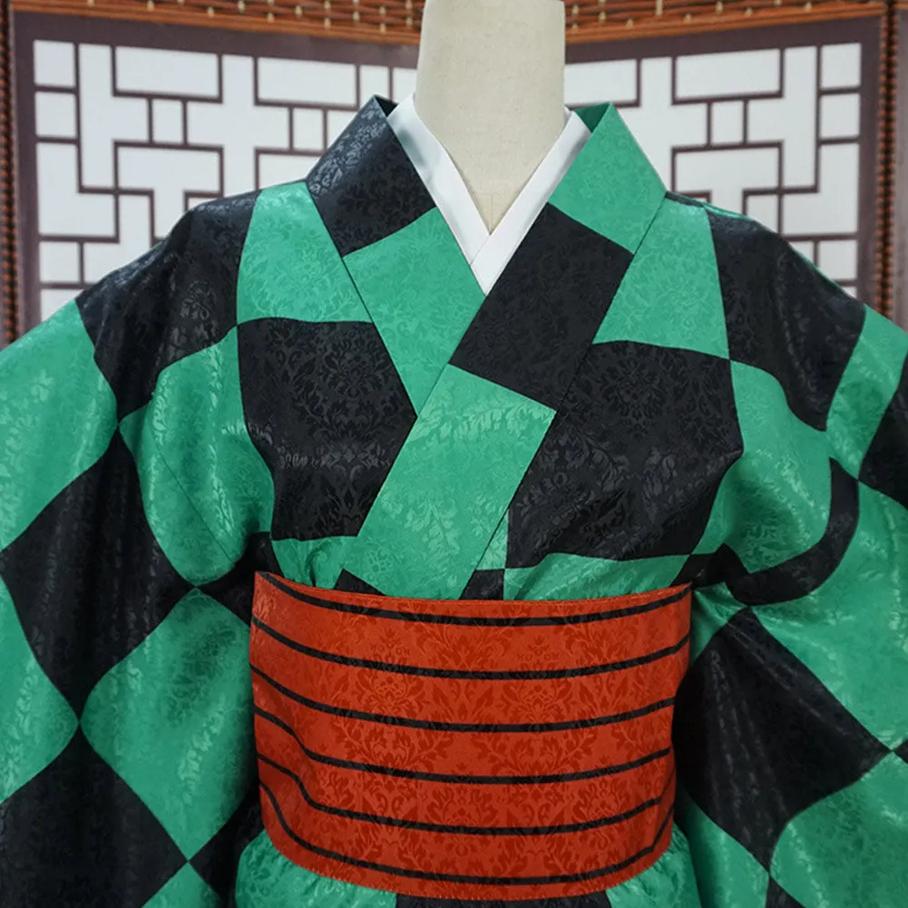 Demon Slayer Halloween Carnival Costume Kamado Tanjirou Cosplay Costume Women Kimono Outfits