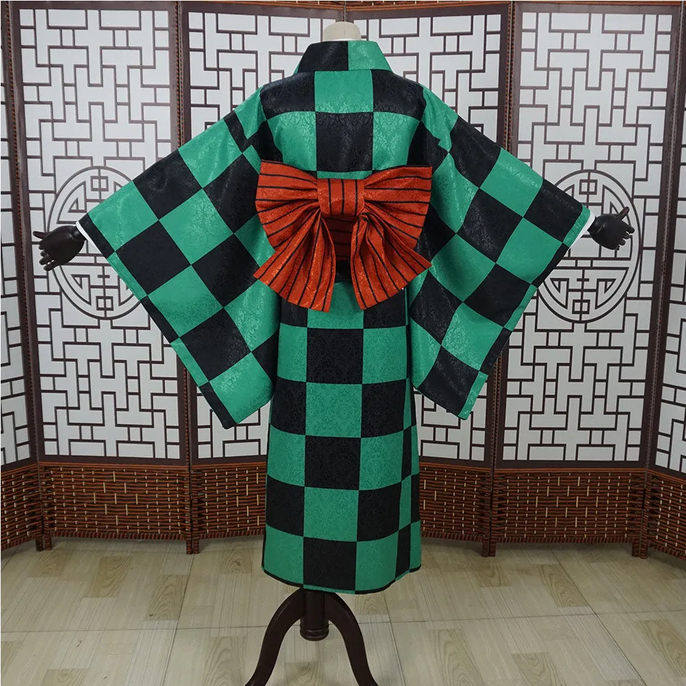 Demon Slayer Halloween Carnival Costume Kamado Tanjirou Cosplay Costume Women Kimono Outfits