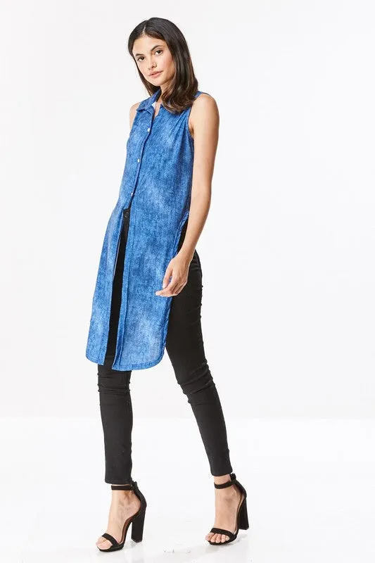 Denim Tie Dye Top & Jean Palazzo Pants Set