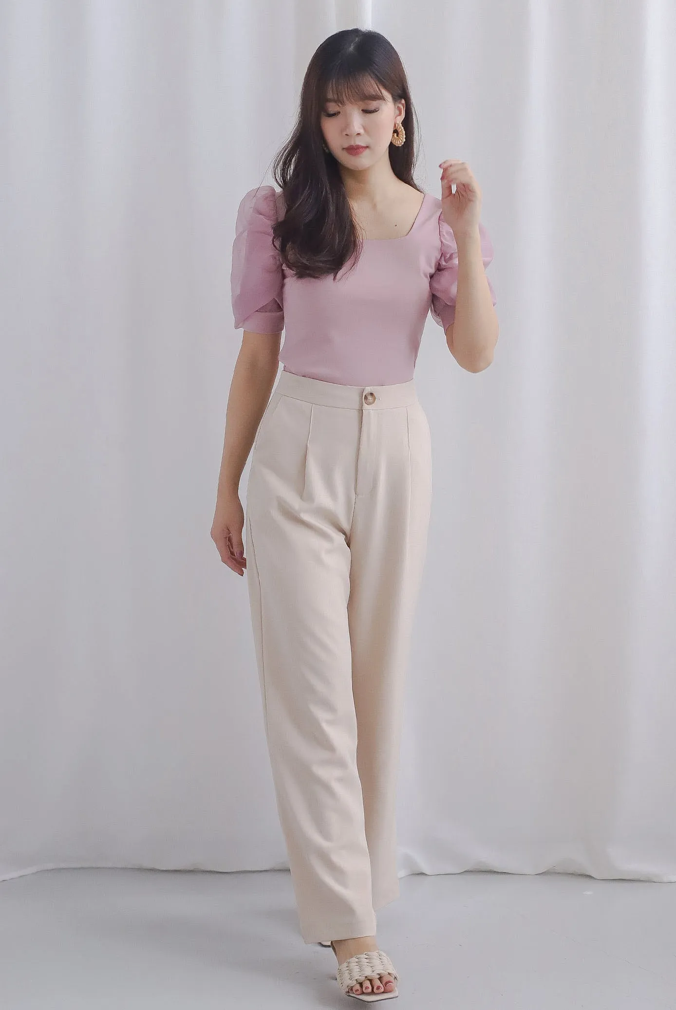 Devynn Palazzo Pants In Ecru