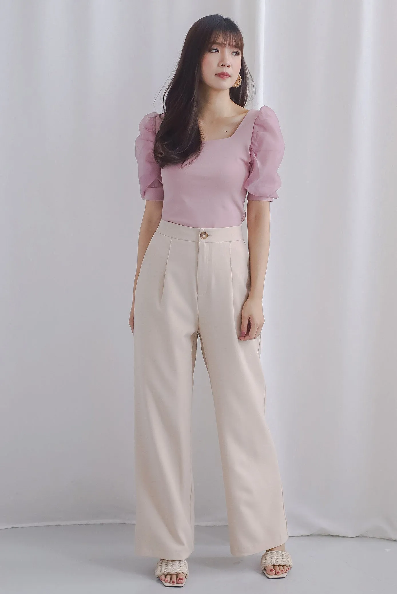 Devynn Palazzo Pants In Ecru