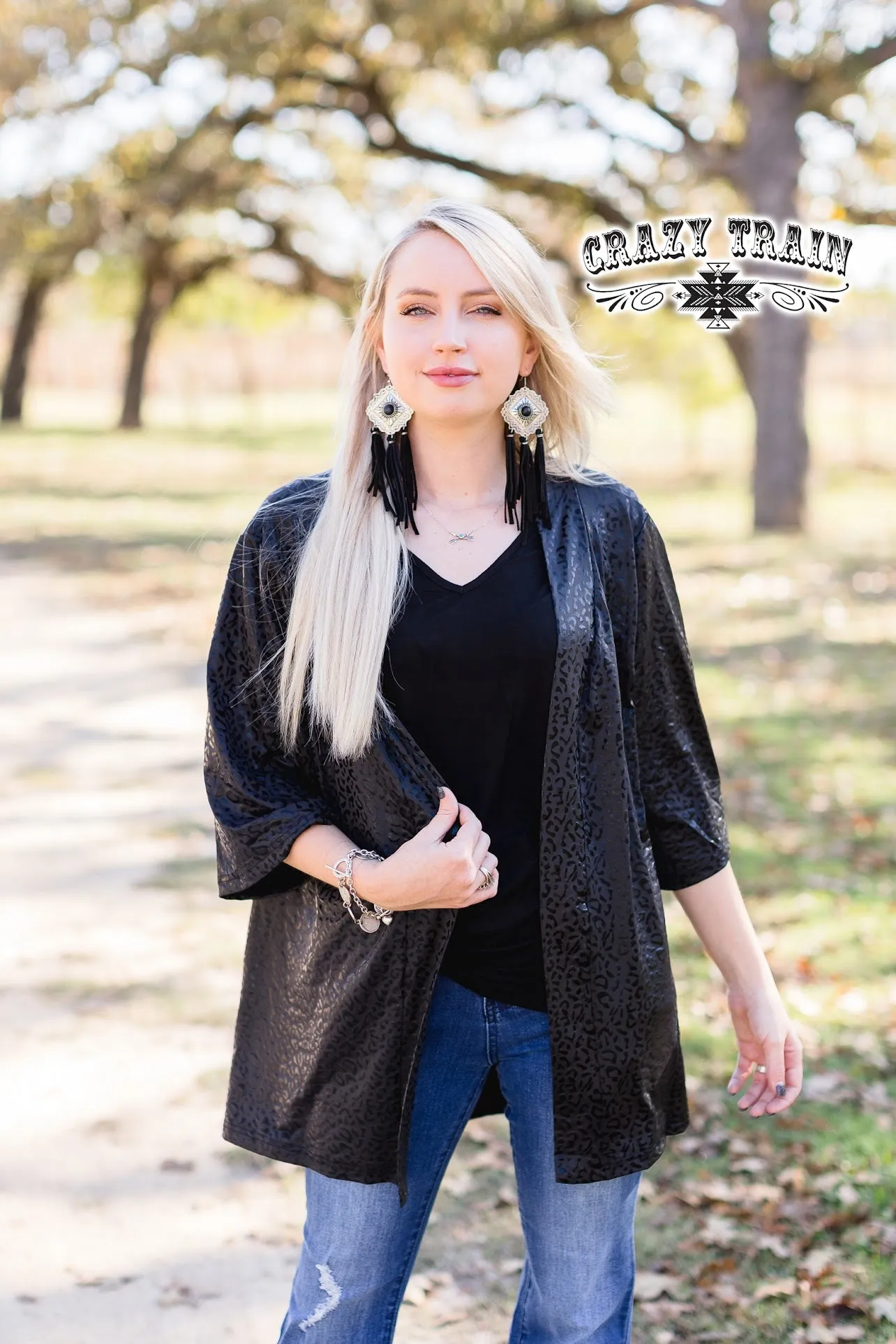 DREAM ON KIMONO {BLACK LEOPARD}