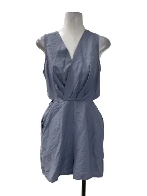 Dusty Blue Side Slit Pleated Romper