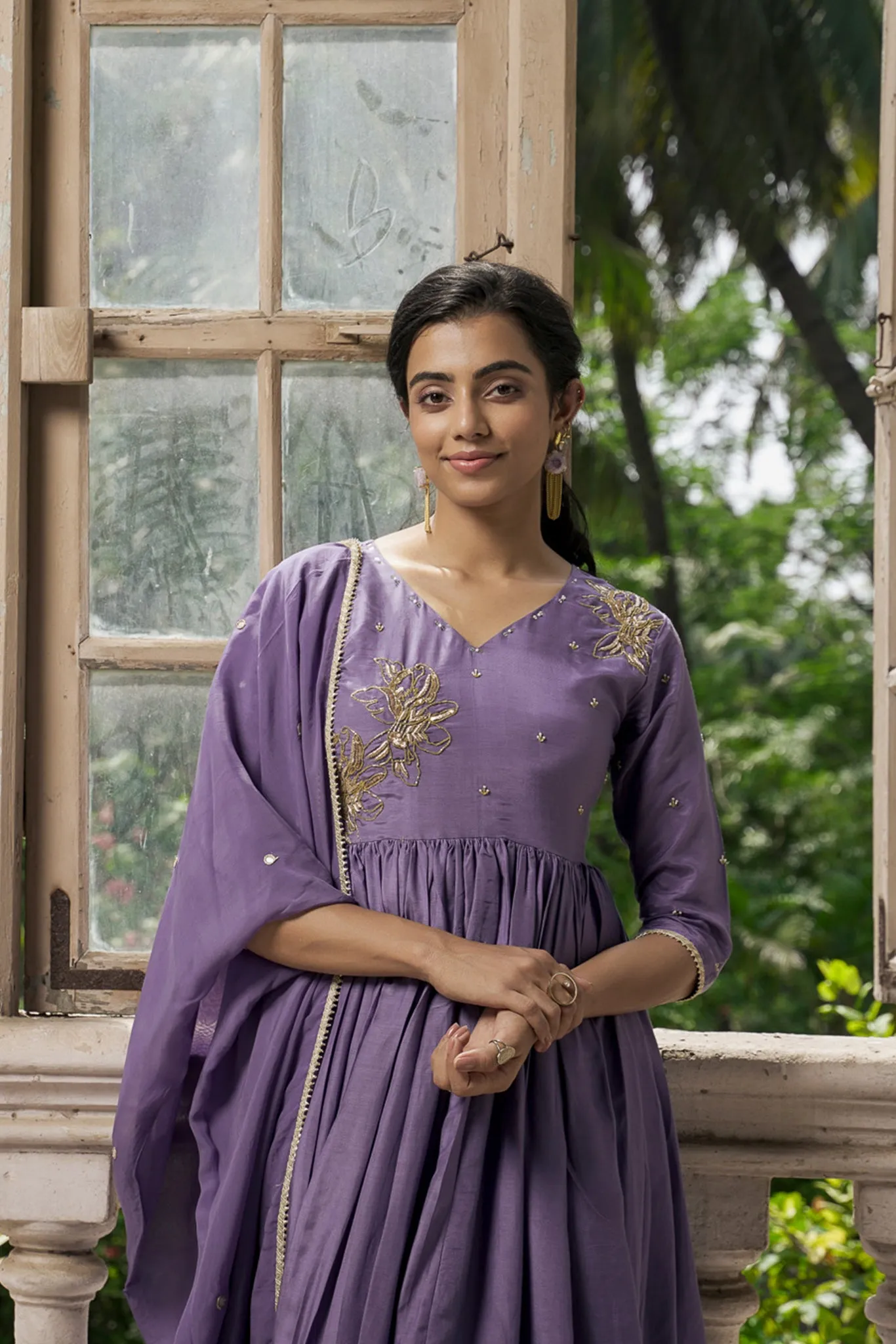 Elegant Greyish Blue Royal Viscose Muslin Suit Set with Organza Dupatta