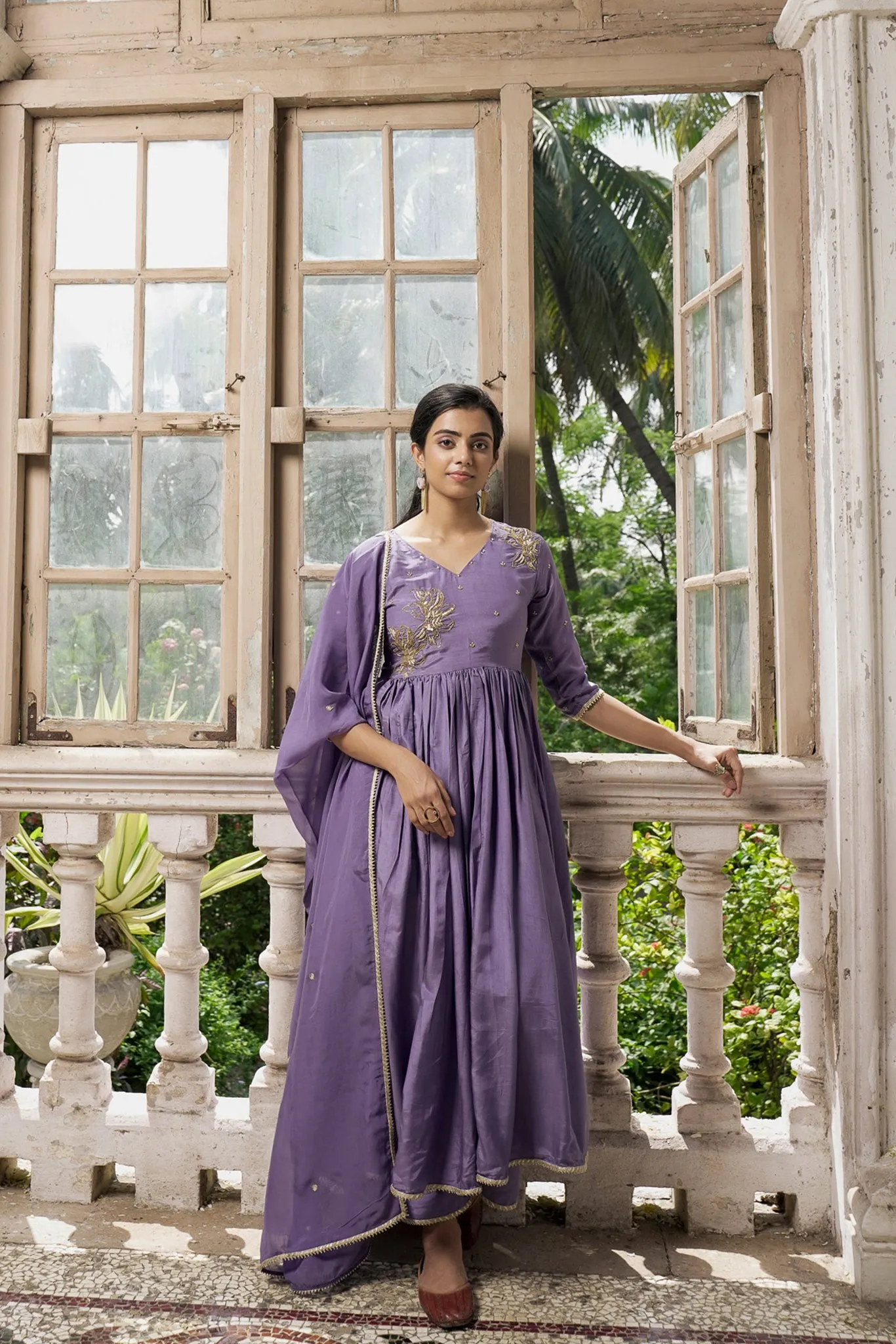 Elegant Greyish Blue Royal Viscose Muslin Suit Set with Organza Dupatta
