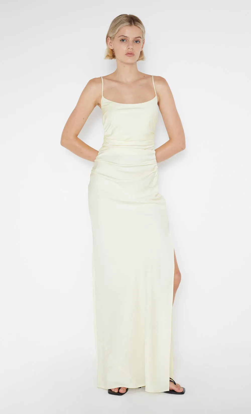 EMILIA SCOOP NECK DRESS - ICE YELLOW