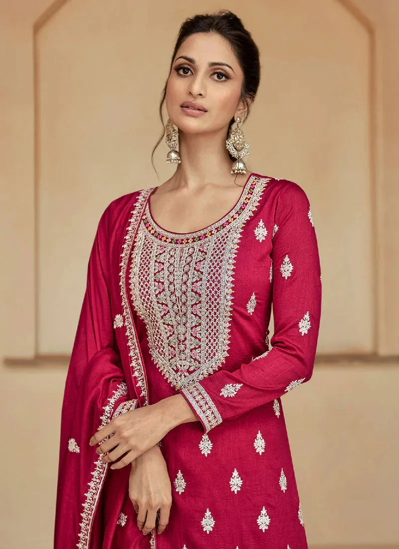Ensembled Pink Heavy Embellished Sharara Style Suit