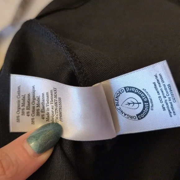 Everlane The Dream Maxi Skirt Black Organic Cotton Back Slit Size XL