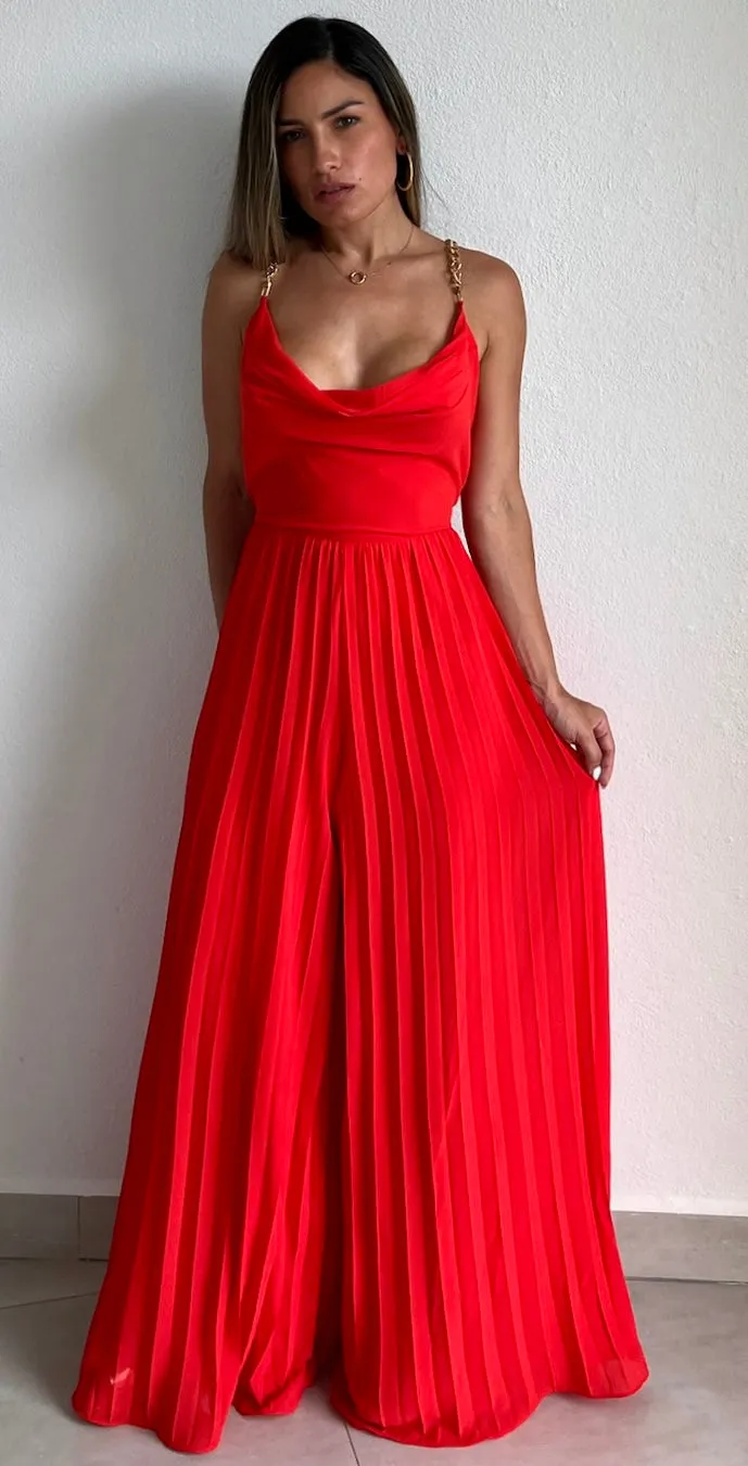 Exceptional Impression Coral & Chains Jumpsuit