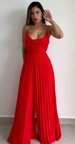 Exceptional Impression Coral & Chains Jumpsuit