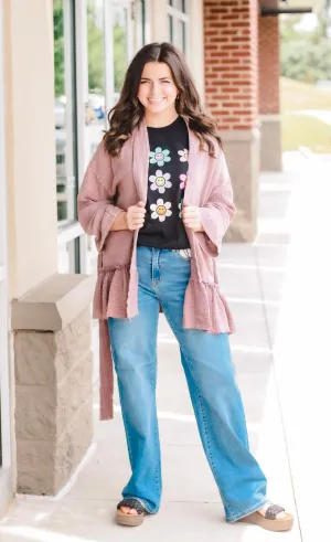 Fall is in the Air Kimono in Plum