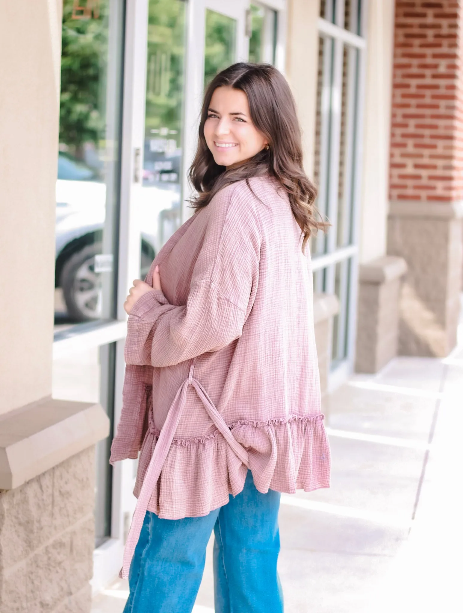 Fall is in the Air Kimono in Plum