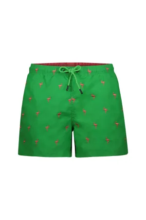 Flamingo Detail Swim Shorts In Green
