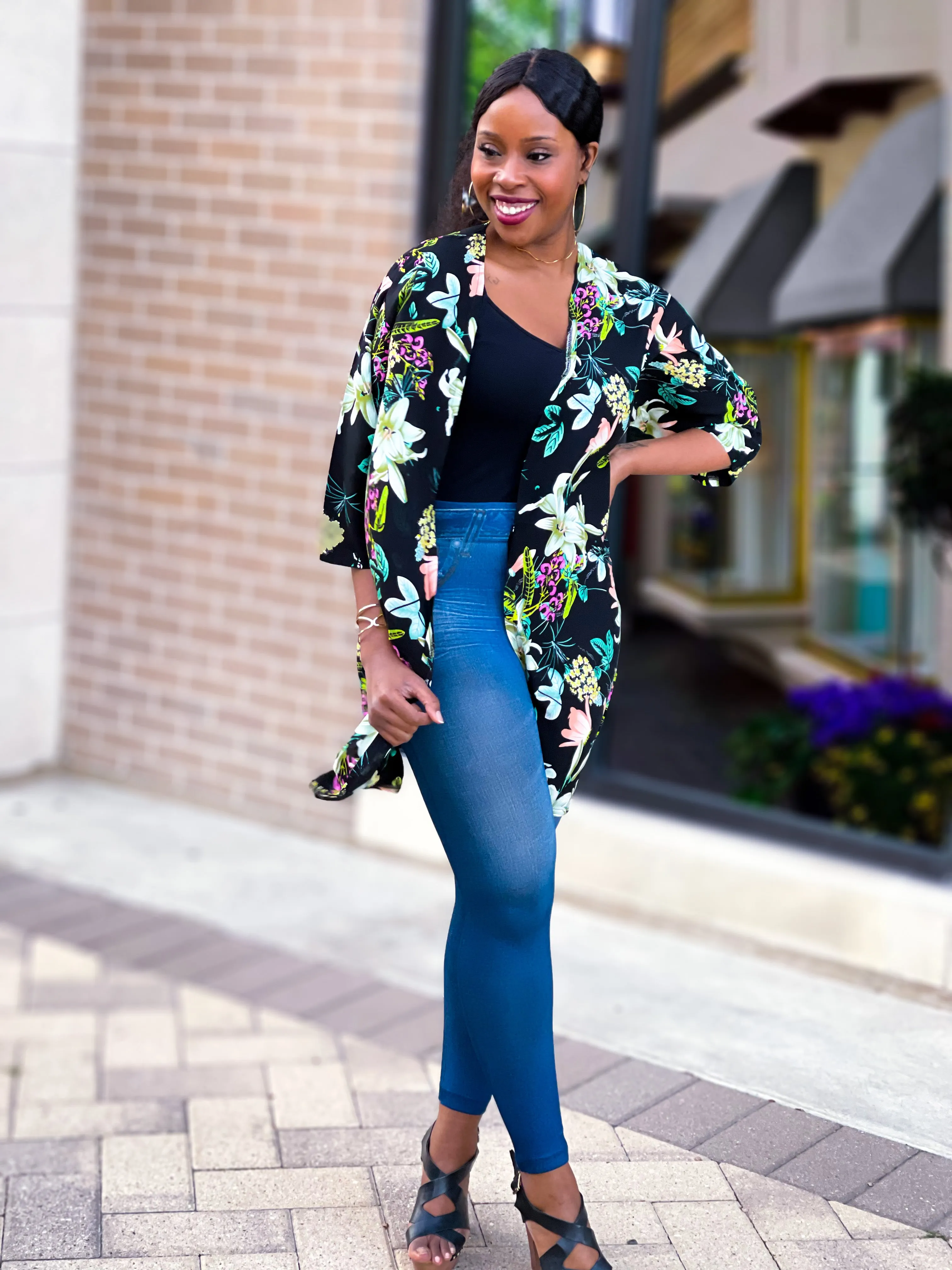 Floral Bell Sleeved Kimono