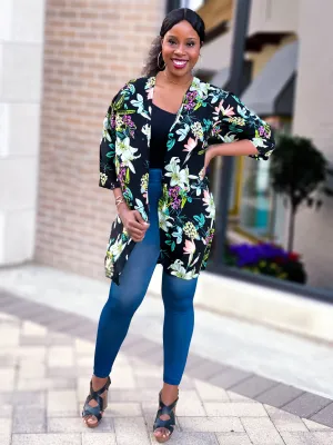 Floral Bell Sleeved Kimono