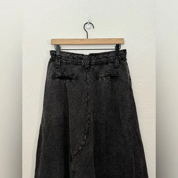 Free People FP ONE Kona Mid Rise High Slit Maxi Skirt in Black Size Small