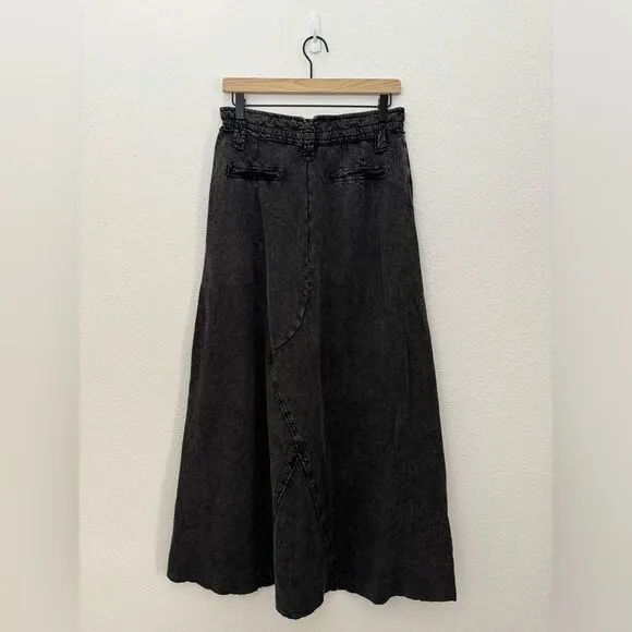 Free People FP ONE Kona Mid Rise High Slit Maxi Skirt in Black Size Small