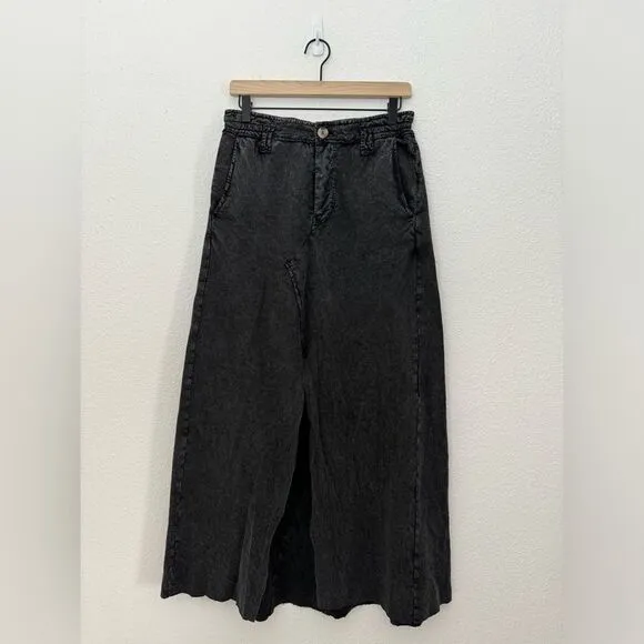 Free People FP ONE Kona Mid Rise High Slit Maxi Skirt in Black Size Small