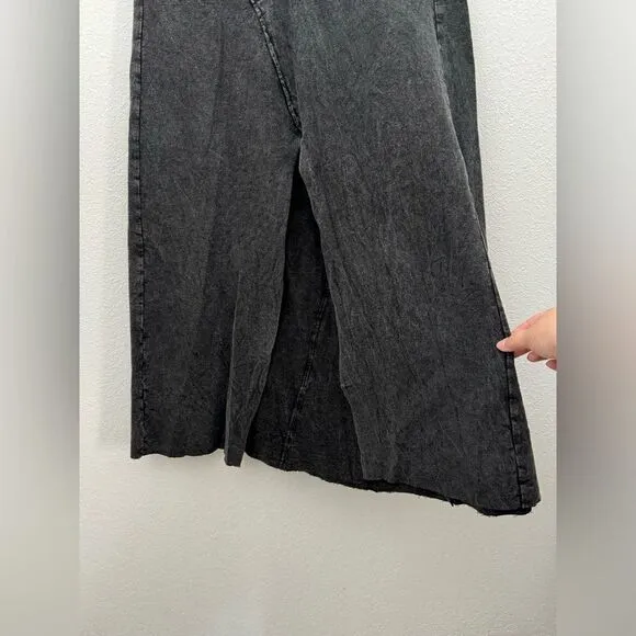 Free People FP ONE Kona Mid Rise High Slit Maxi Skirt in Black Size Small