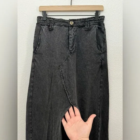 Free People FP ONE Kona Mid Rise High Slit Maxi Skirt in Black Size Small