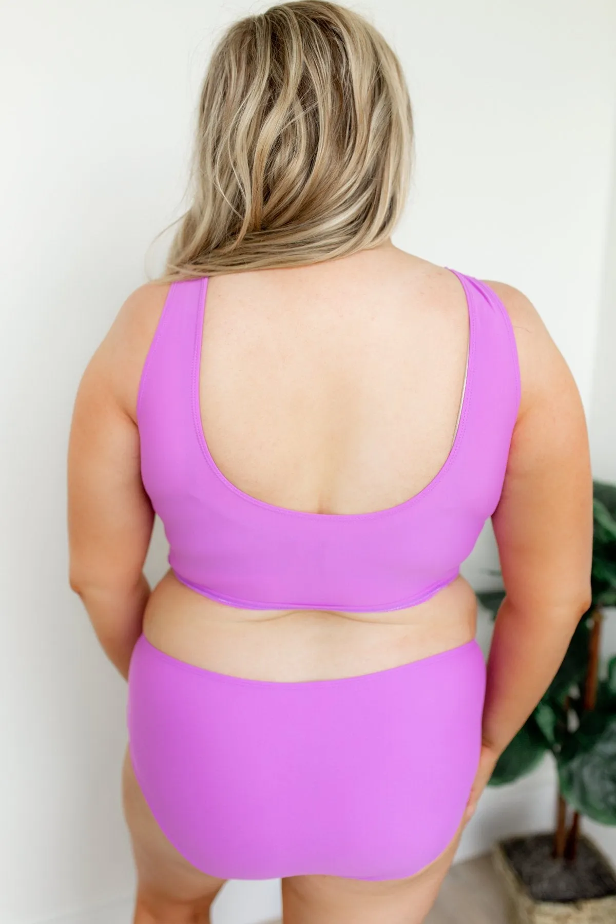 Front Knot Swimsuit Tankini- Solid Purple