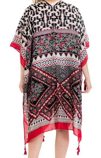 Geo Animal Print Kimono - Red