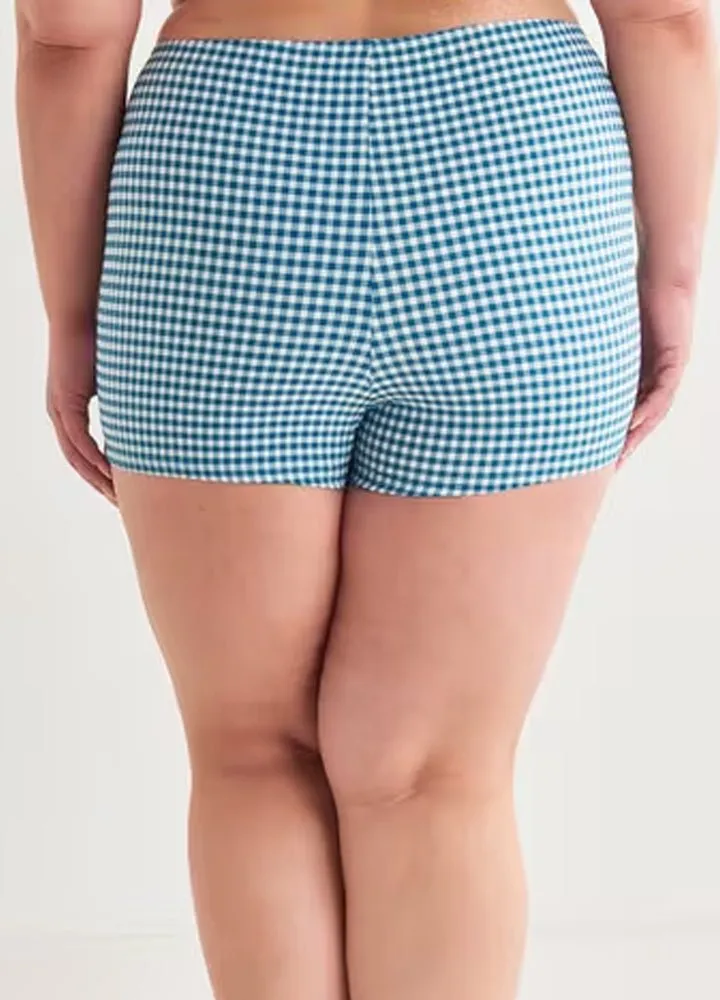 Gingham Boyleg Bikini - Emerald