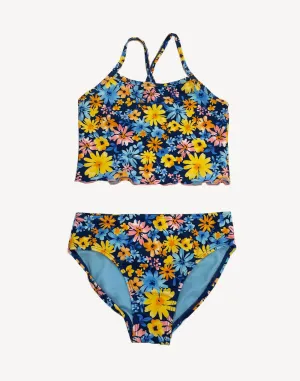 Girls Watercolour Ditsy UPF 50 Tankini Set