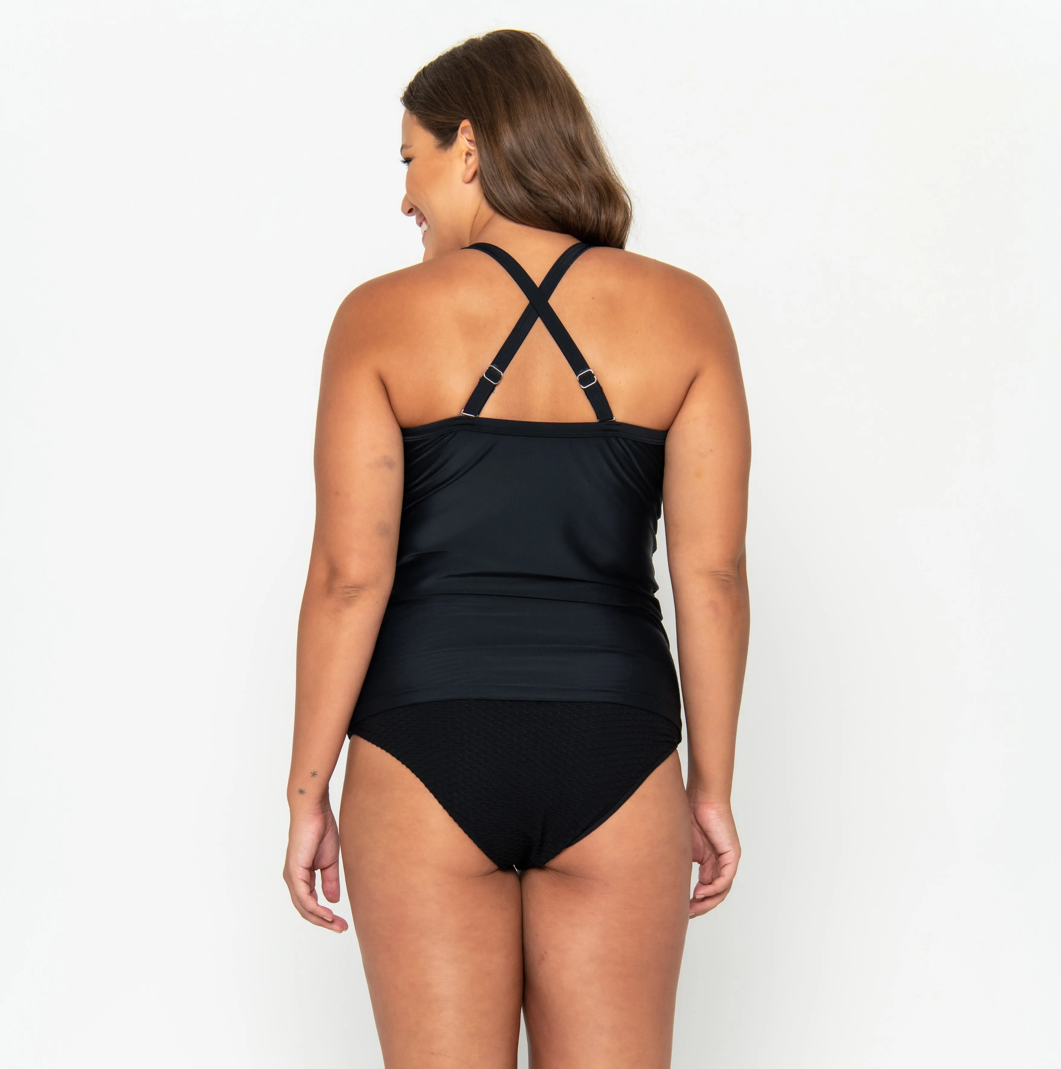 Giselle Tankini Top - Black on Black