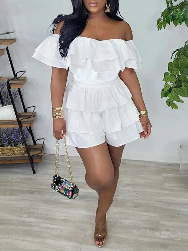 Gorgeousladie Off-Shoulder Ruffle Romper